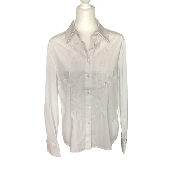 St John Sport by Marie Gray White Button Down Top - Picture 7 of 8